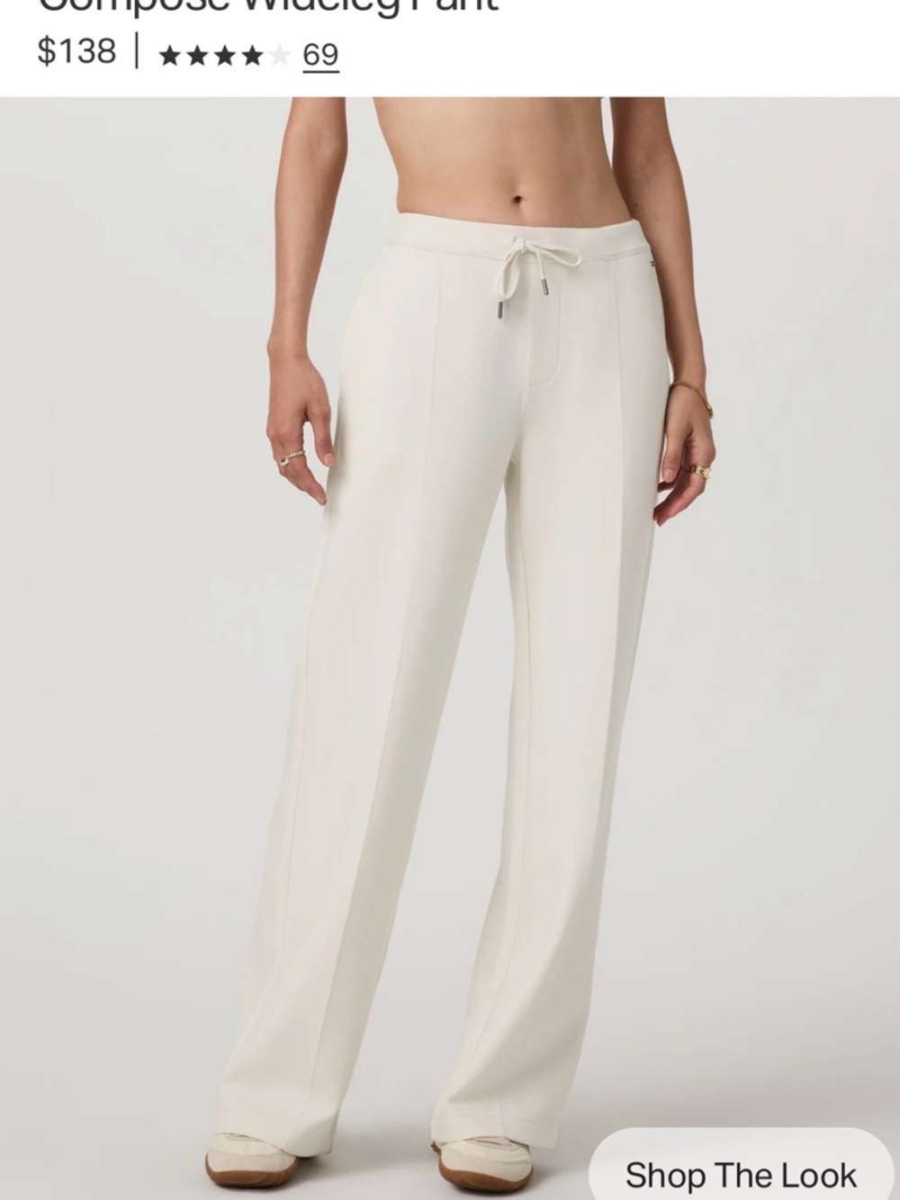 Vuori Compose Wideleg Pant - Cream Women's Pants-NWT
